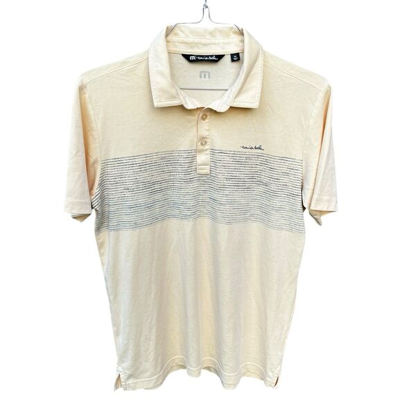 Travis Mathew Short Sleeve Salt Sand Polo Mens M Yellow Golf Outdoor Preppy Dad - Picture 1 of 14
